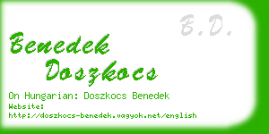 benedek doszkocs business card